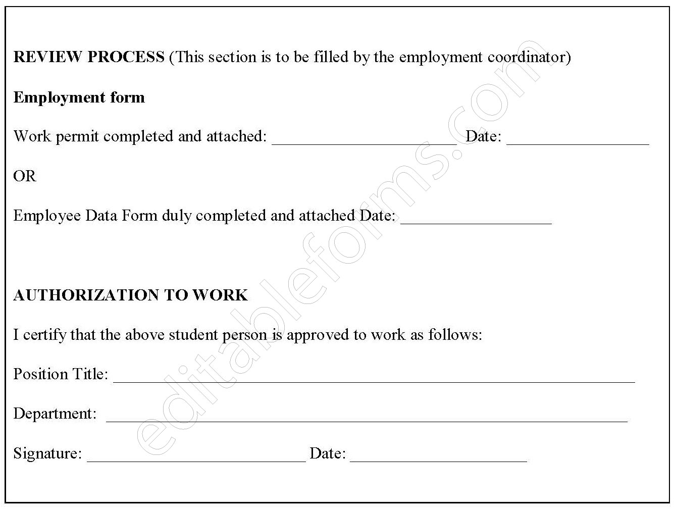 Work Authorization Form