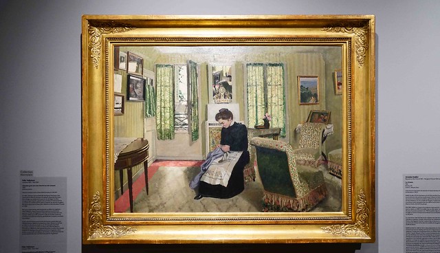 Gray-green Room with Woman in Black Sewing MBAM(2s)