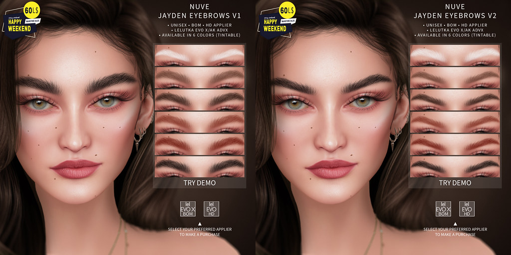 Jayden eyebrows v1 + v2 – Lelutka Evo X/AK ADVX
