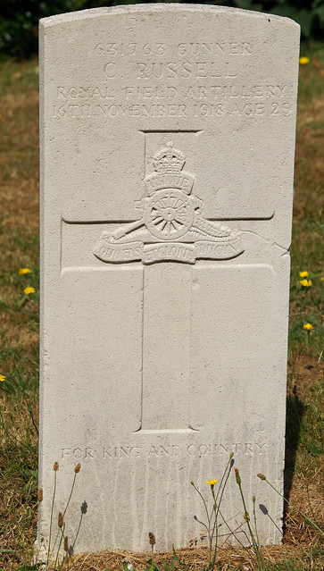 C. Russell, Royal Field Artillery, 1918, War Grave, Ashford