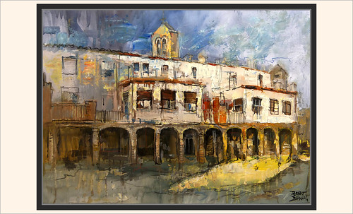 L'AMETLLA DE MEROLA-PINTURA-ART-COLONIES-LLOBREGAT-PLAÇA DEL TEATRE-ARQUITECTURA-CASES-PORXOS-CAMPANAR-ESGLESIA-SANT MATEU-PAISATGES-PINTOR-ERNEST DESCALS by Ernest Descals, L'AMETLLA DE MEROLA-PINTURA-ART-COLONIES-LLOBREGAT-PLAÇA DEL TEATRE-ARQUITECTURA-CASES-PORXOS-CAMPAN