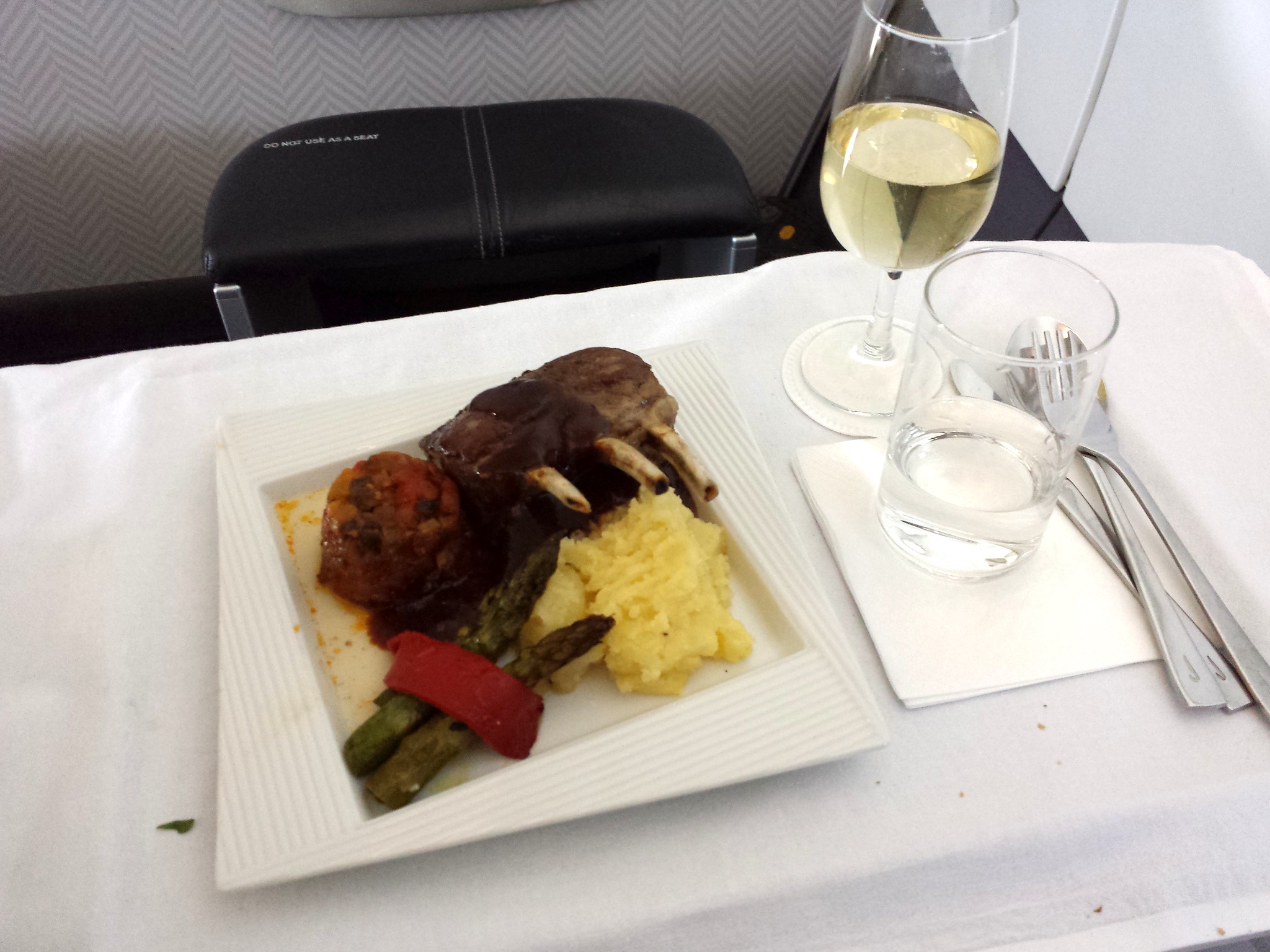 New Zealand lamb served on board the BA flight to New York JFK