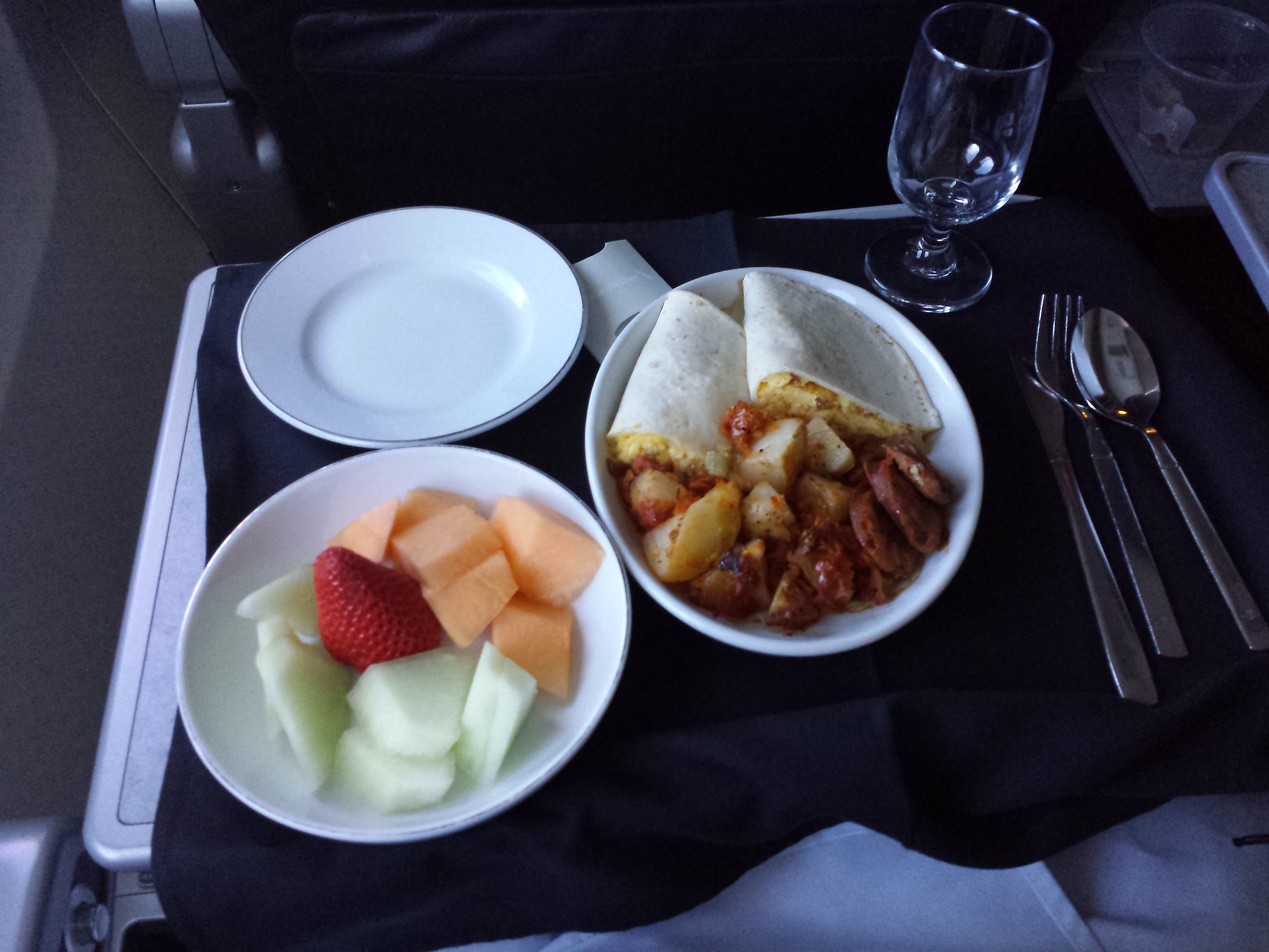Breakfast on board the AA flight back to Miami