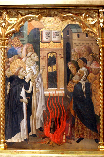 Pere Nicolau, Prueba del fuego. Escena de la vida de santo Domingo de Guzmán. Valencia, Museo de Bellas Artes.