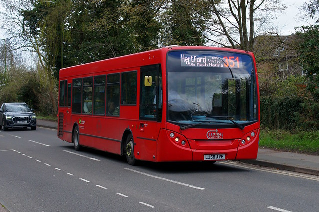 Diversion Duties: Trustybus (ex Arriva London ENL20) ADL Enviro200 10.2m LJ58AVE (1407) Great Hadham Road Bishops Stortford 03/04/23