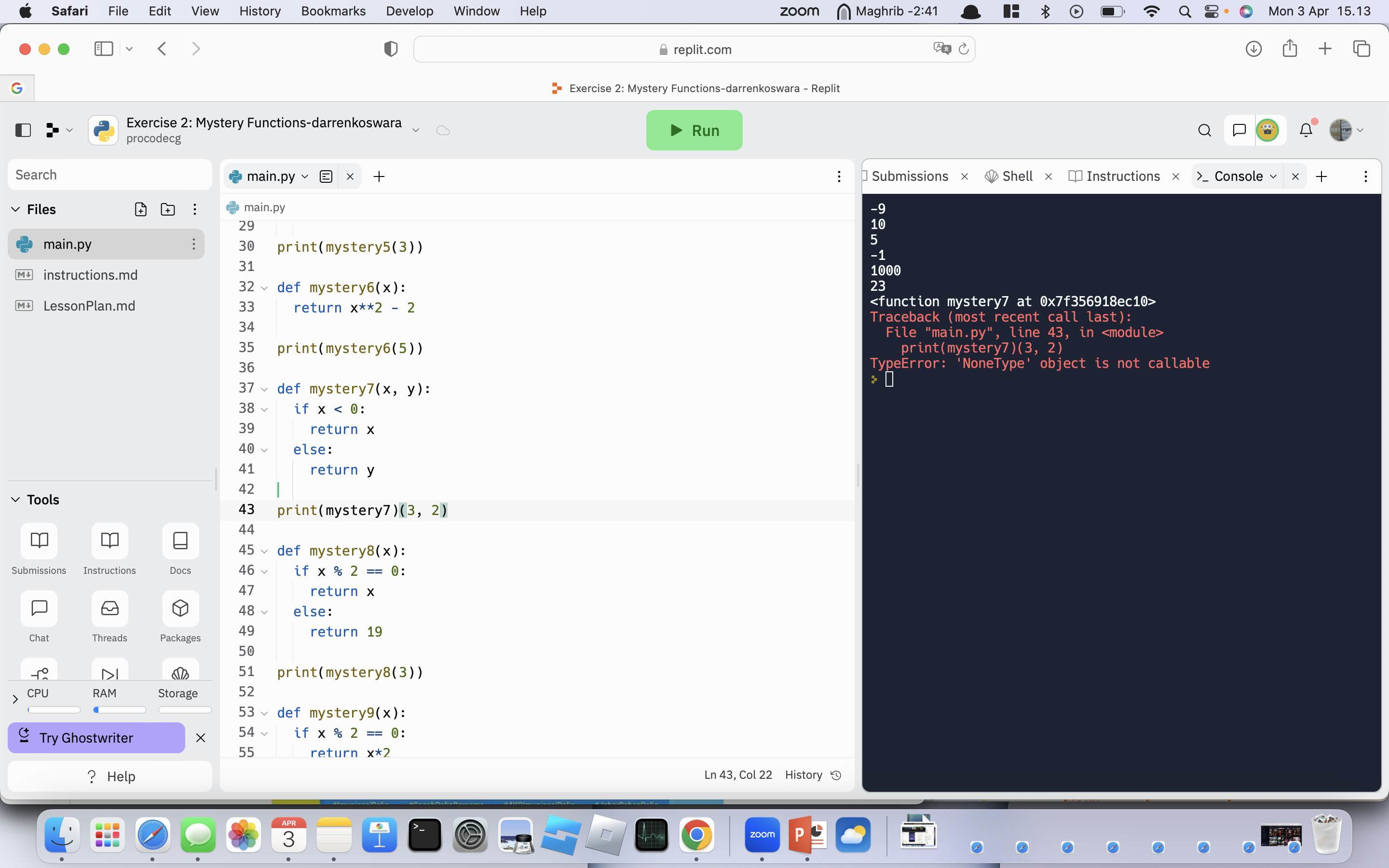 ProCodeCG Kids Private Coding Class – Darren – 3 April 2023 – Code ...