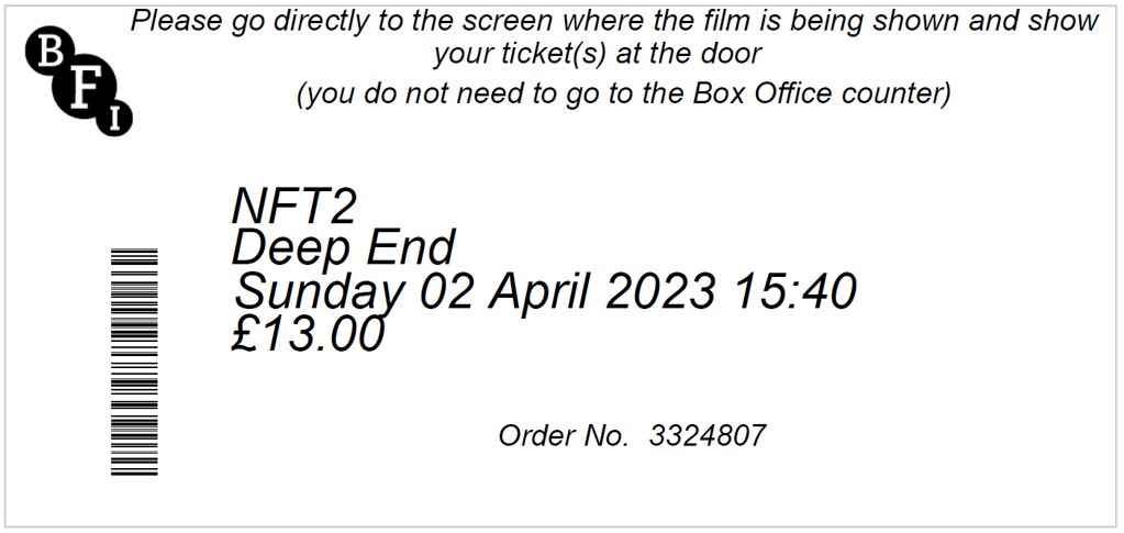 Deep End @ BFI Southbank, London 2/4/2023