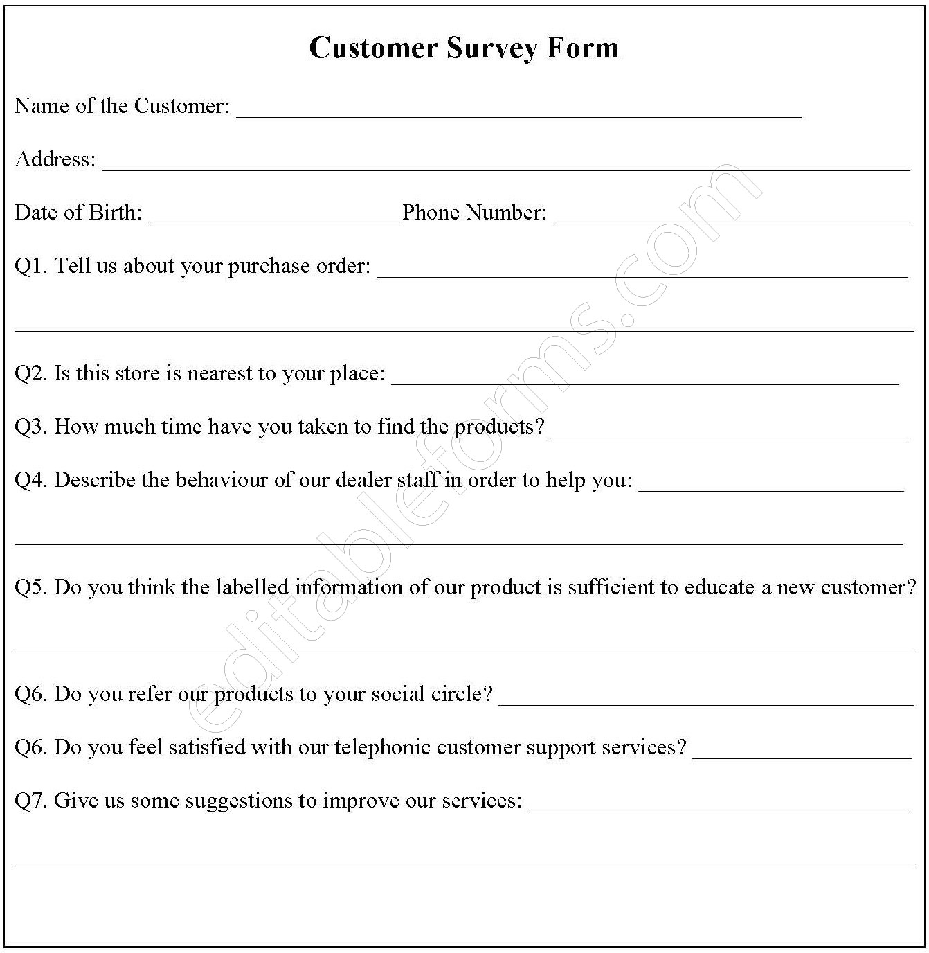 Customer Survey Form