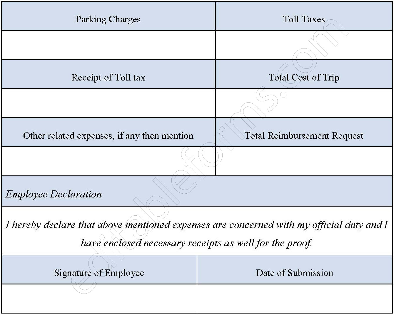 Transportation Reimbursement Form