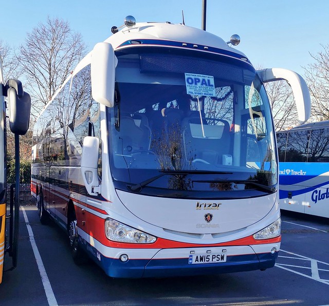 Paul S. Winson Coaches 146 was new to City Circle in 2015 as YT15 AUL. It's parked in the coach bays at Coppin's Bridge Car Park while touring the Isle of Wight on behalf of Opal Travel Group. - AW15 PSW - 23rd November 2021