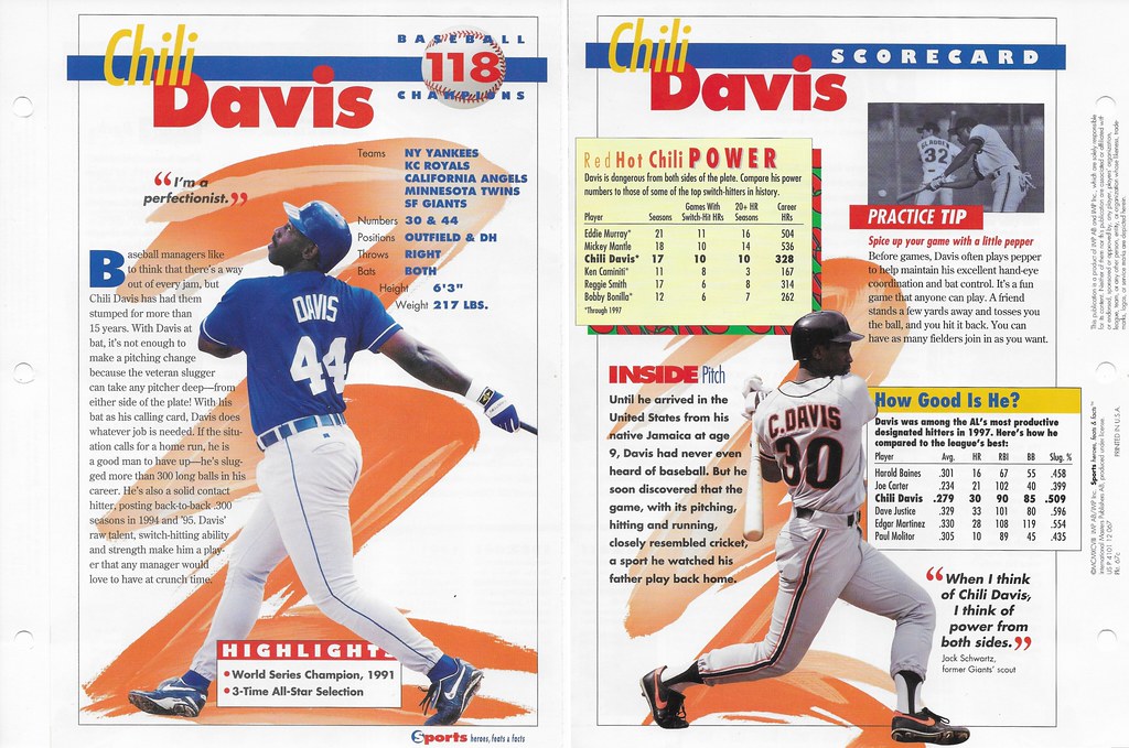 1998 Sports Heroes Feats & Facts - Baseball Champion - Davis, Chili 67c
