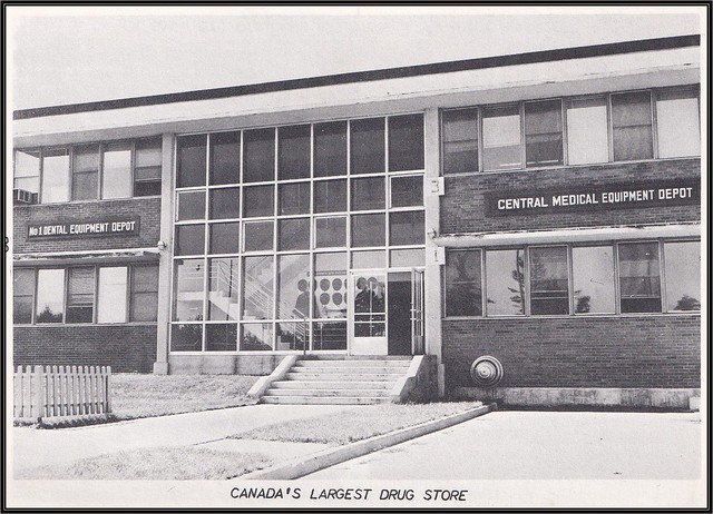 1969 Photo - Canada's Largest Drug Store / Central Medical Equipment Depot (CMED) at CFB Petawawa, Ontario - from the Canadian Forces Base Petawawa Handbook