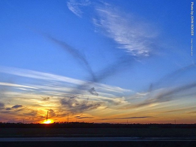 Sunset on I-35 North near Sanger, 17 Mar 2023