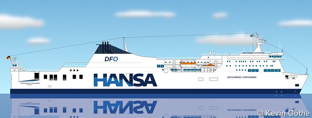 Painting of the DFO Hansa ferry Mecklenburg-Vorpommern