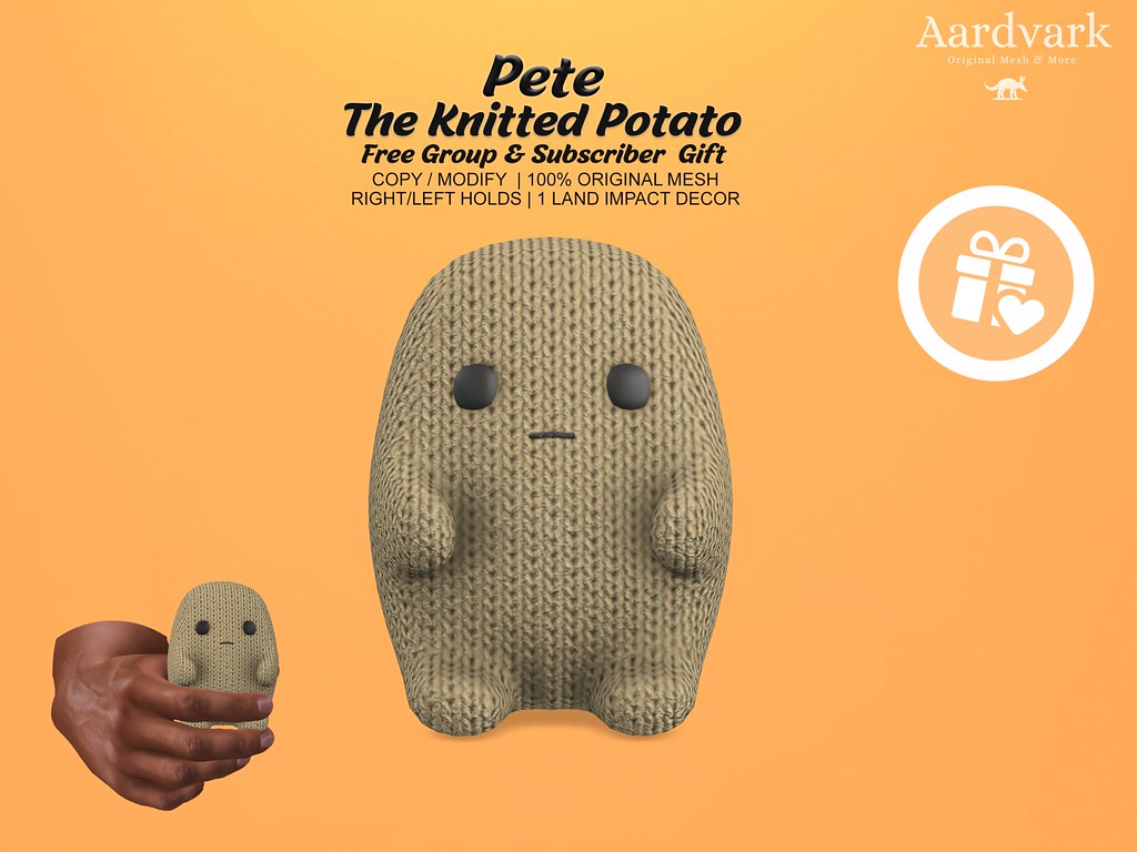 Aardvark : Pete The Knitted Potato Free Group and Subscriber Gift
