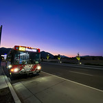 An 850 Morning A UTA route 850 bus waits at University Mall to leave as the sun starts to peak over the horizon