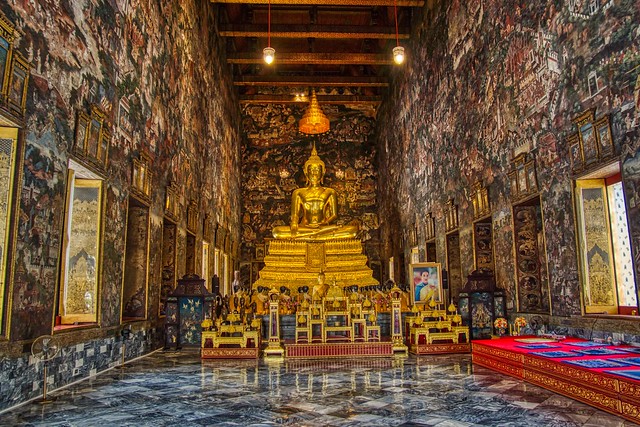 Buddha image at Wat Suthat in Bangkok, Thailand