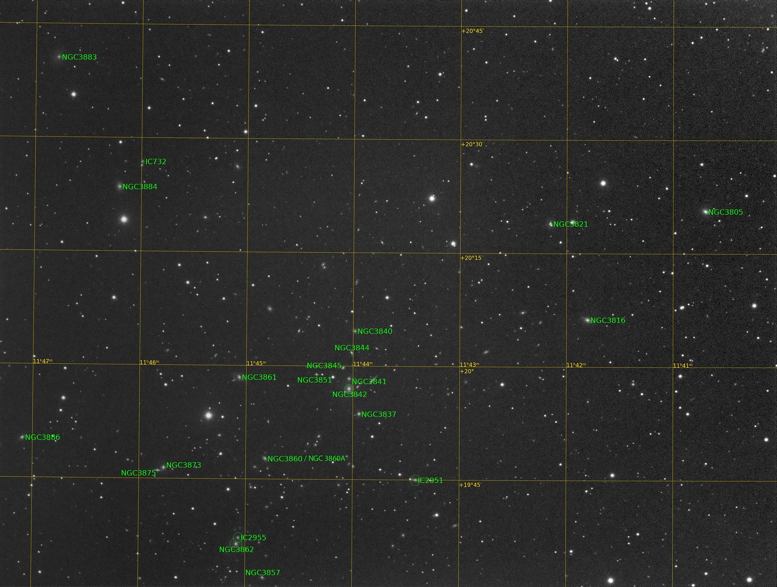 NGC 3884 - Luminance - Annotated