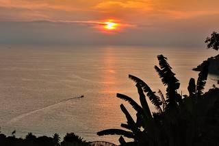 Sunset at the top of the hill above the Freedom beach, Phuket, Thailand