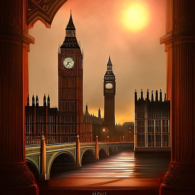 Two Big Ben clock tower, London, UK.