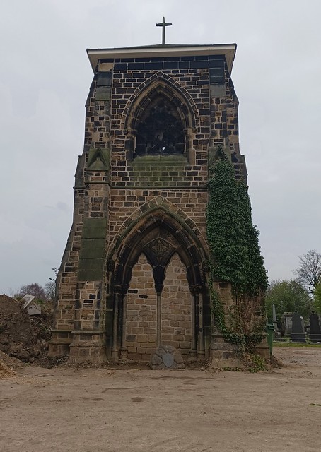 Remains of the twin chapels. Wakefield Cemetery, Sugar Lane, Wakefield Yorkshire