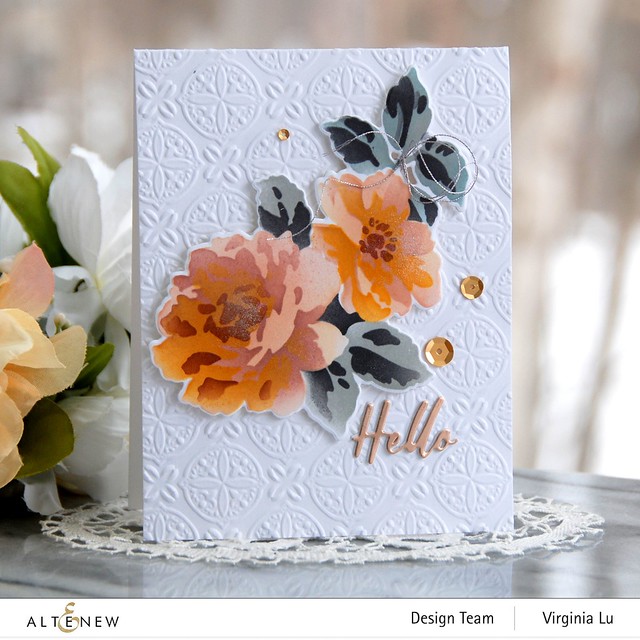 Altenew-Watercolor Rose Die Set-Luxirious Motif Embossing Folder -001