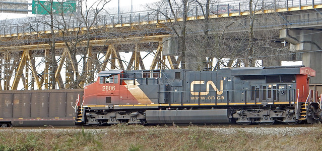 CN locomotive 2806 heading east