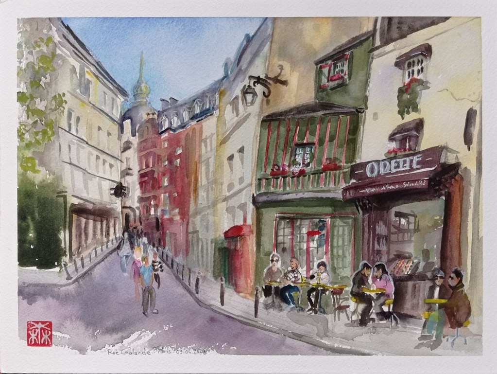 Watercolors rue Galande, Paris