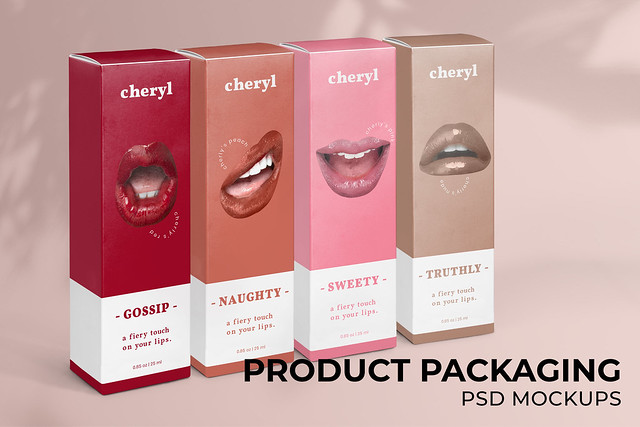 Cosmetics box packaging mockup psd for beauty products in minimal design