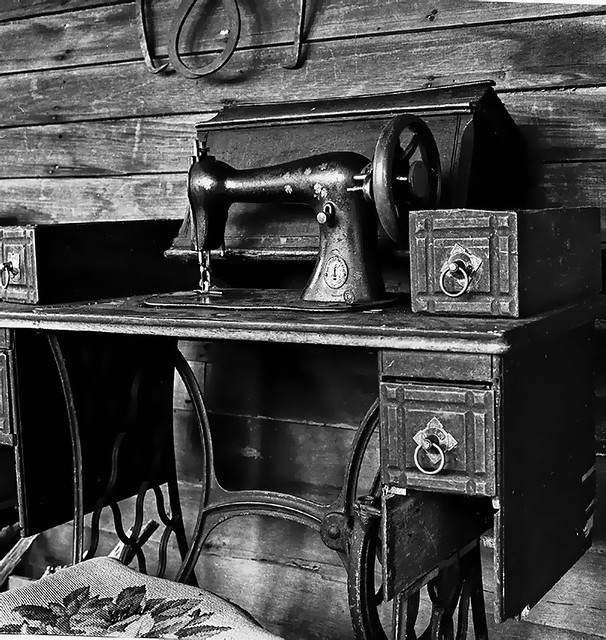 Sewing machine-historic seamtress cabin-Central Mine (Keweenaw Peninsula)