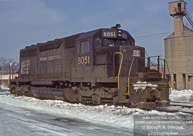 Conrail on this date, but still in PC livery SD40 6051 {built 2/66 as PRR 6051} soon to be renumbered  CR 6304.  Photographed here at Springfield, MA on 2/10/77.