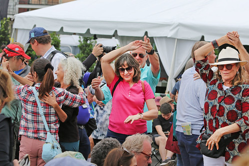 Dancing to Gerard Delafose at the first day of French Quarter Fest - April 13, 2023. Photo by Bill Sasser.