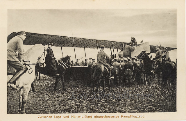 A captured Maurice Farman M.F.11 from the French forces between Lens and Hénin-Liétard (today Hénin-Beaumont) [France, 1915]