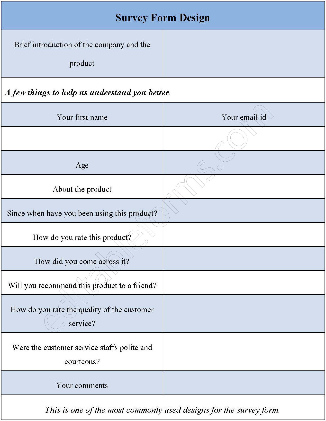 Survey form design