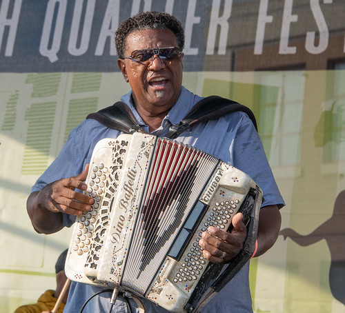 Chubby Carrier & the Bayou Swamp Band at French Quarter Fest - April 13, 2023. Photo by Charlie Steiner.