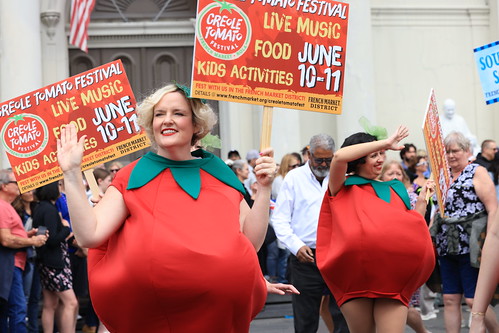 Promo for Creole Tomato Fest at French Quarter Fest - April 14, 2023. Photo by Michele Goldfarb.
