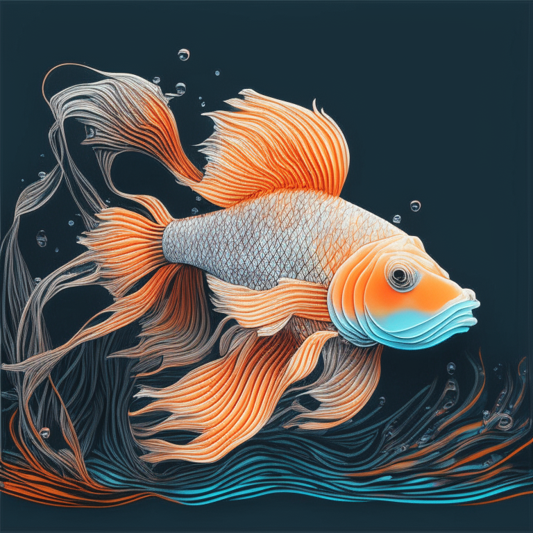 'a lineart illustration of goldfish 4K photo and vivid colors' Kandinsky v2.1