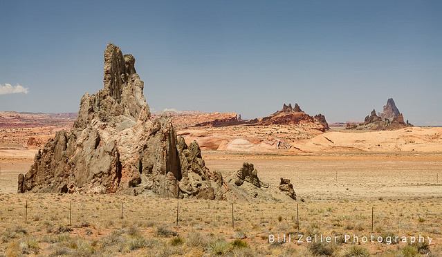 Church Rock, Comb Ridge and Agathla Peak, Navajo Nation, Arizona