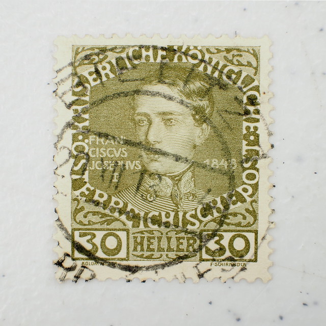 World Stamps - Austria 1908 Franz Joseph in 1848 30 Austro-Hungarian heller