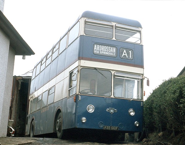 Ayrshire Bus Owners ( A1 Service ) Ltd . A . Hunter. Dreghorn , Scotland . KSD661F . Dreghorn Garage , Ayrshire , Scotland . Monday afternoon 20th-March-1978 .
