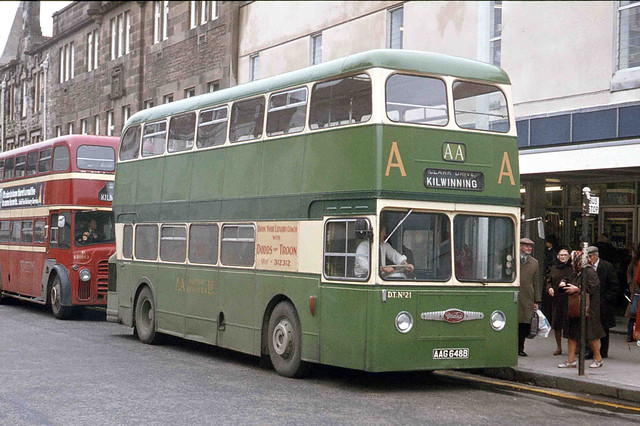AA . Motor Services Ltd / Dodds ( Coaches ) Ltd . Troon . Ayrshire , Scotland . AAG648B . Irvine , Ayrshire , Scotland . Monday afternoon 20th-March-1978 .