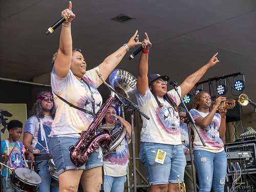 Original Pinettes Brass Band at Treme Creole Gumbo Festival - March 2023. Photo by Marc PoKempner.