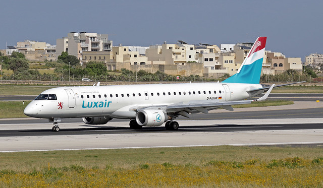 D-AJHW LMML 15-04-2023 Luxair - Luxembourg Airlines (German Airways) Embraer 190-100LR CN 19000061