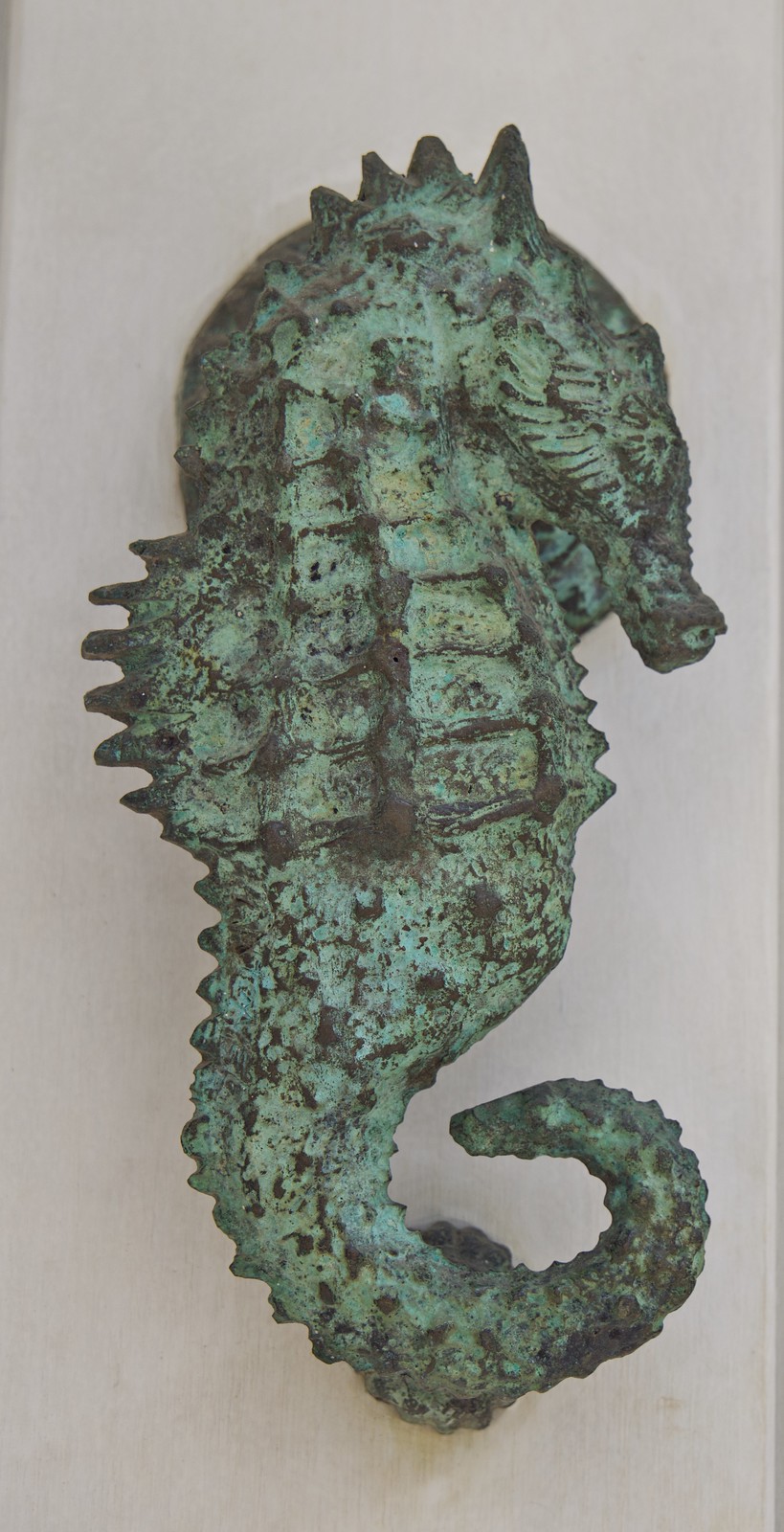 Ornate brass seahorse door knocker