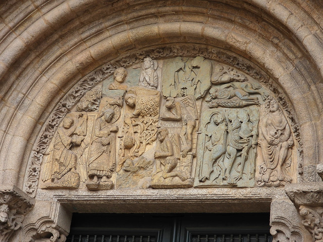 Detail, Puerta de Platerías, Cathedral of Santiago de Compostela, A Coruña, Galicia, Spain