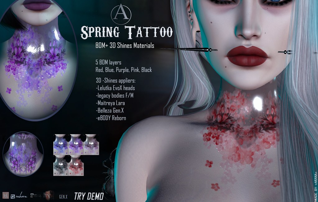 +ARANA+ Spring tattoo BOM + 3D Shines Materials