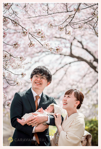 桜の季節のお宮参り　長久手市でロケーション撮影