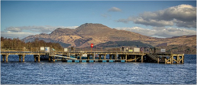 Luss Pier and Ben Lomond, Loch Lomond. Scotland.