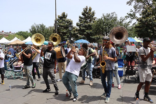 Brass Band in Jackson Square during French Quarter Fest 2023. Photo by Demian Roberts.