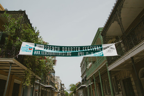 French Quarter Fest banner stretches over Royal Street 2023. Photo by Sarah Kehoe.